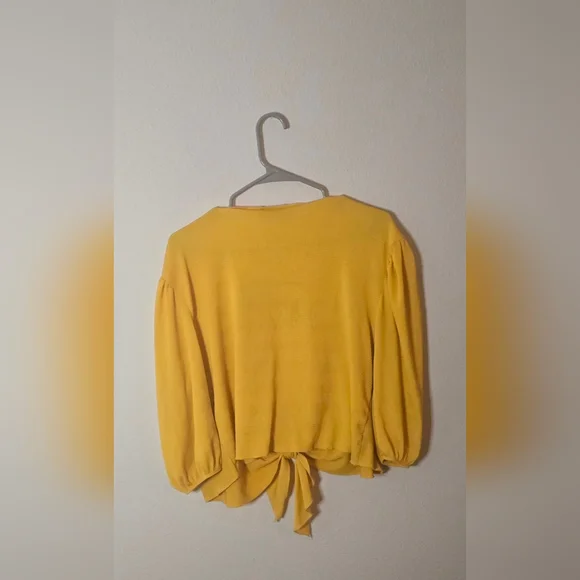Marianne Mustard Yellow Tie Front Blouse Open Boho Fall Cardigan Top 2X - Picture 2 of 4